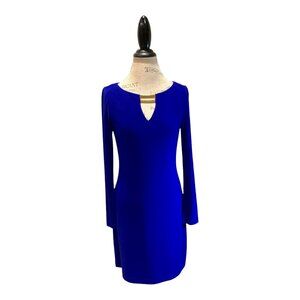 Vince Camuto Blue Form-Fitting Full-Zip Back Sheath Dress Women's Sz 4